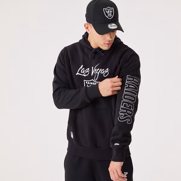 Las Vegas Raiders Script New Era NFL Hoodie Black view 3