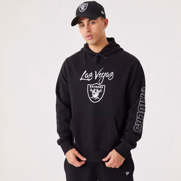 Las Vegas Raiders Script New Era NFL Hoodie Black view 1
