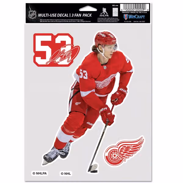 Moritz Seider #53 Detroit Red Wings Player NHL Decals Set (3 Pcs.) view 1