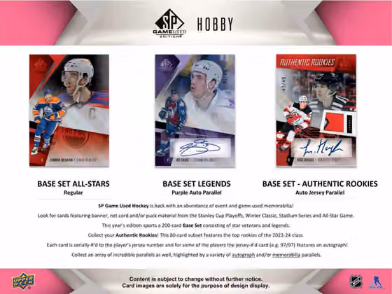 2023/24 Upper Deck SP Game Used Hockey NHL Hobby Box view 2