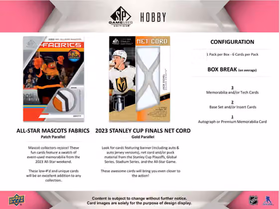 2023/24 Upper Deck SP Game Used Hockey NHL Hobby Box view 5