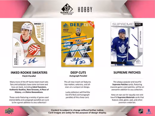 2023/24 Upper Deck SP Game Used Hockey NHL Hobby Box view 3