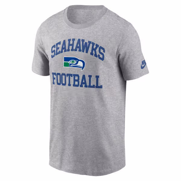 Seattle Seahawks Throwback Football Nike NFL T-Shirt Gray view 1