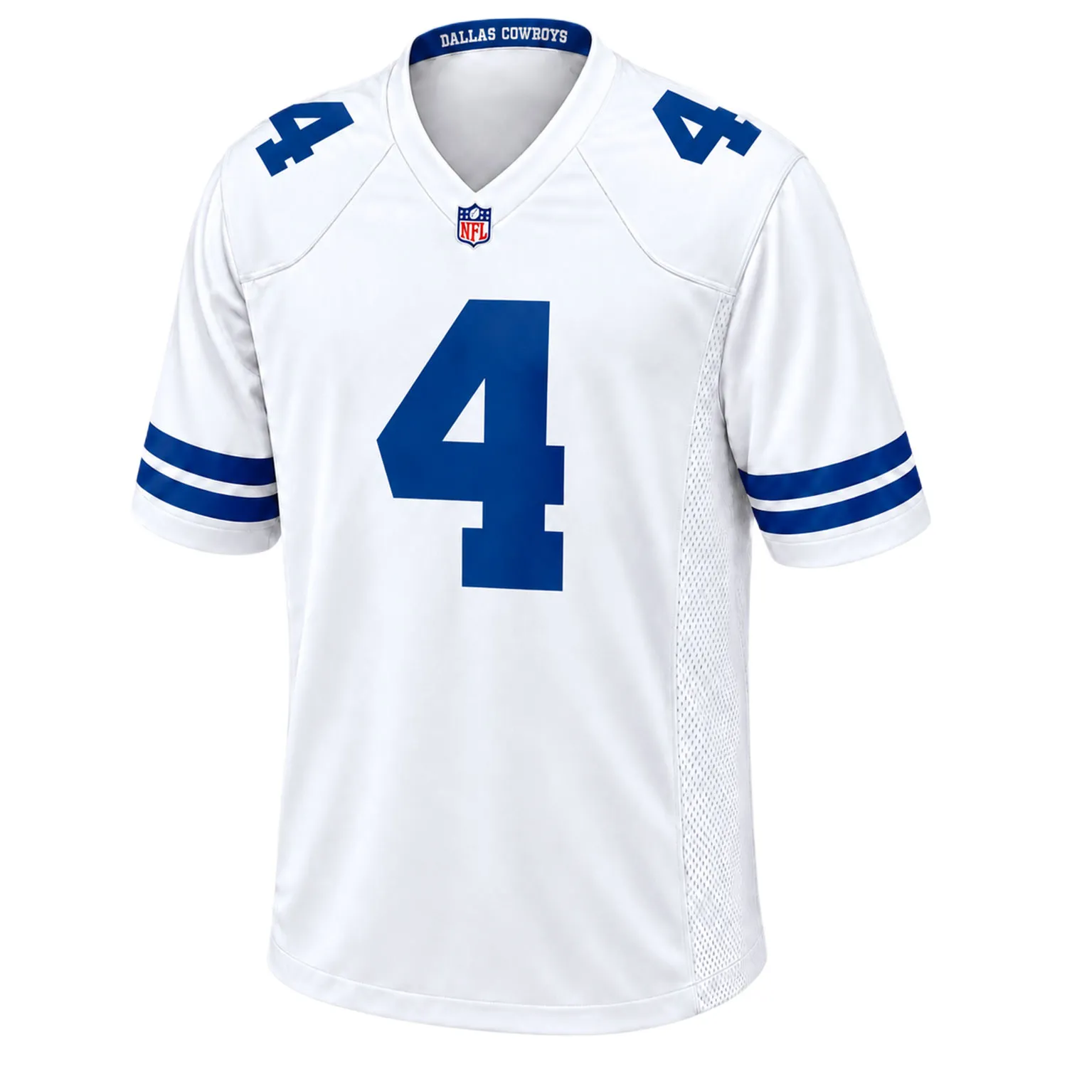 Dak Prescott Cowboys White Jersey Patch Vibrant NFL Game Day Style