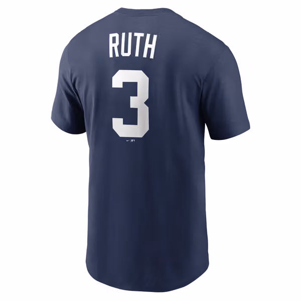 Babe Ruth #3 New York Yankees Cooperstown MLB T-Shirt Navy view 3