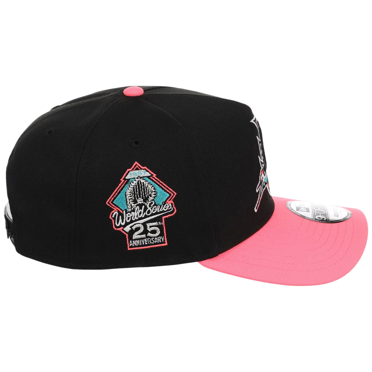 Florida Marlins MLB Flipmode 2.0 New Era 9FORTY A-Frame (Black/Pink/Gray) detail view
