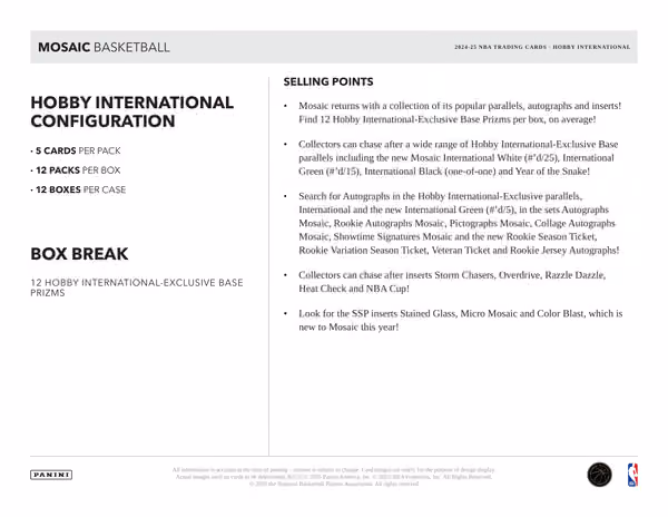 2024/25 Panini Mosaic Basketball NBA International Hobby Box view 5
