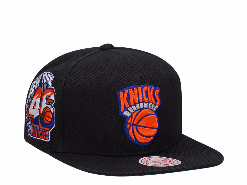 Mitchell & Ness New York Knicks NBA Black Side Jam Throwback Edition Snapback Hat front
