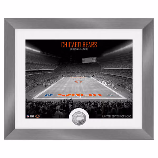 Chicago Bears Art Deco Stadium Silver Coin Framed NFL Photo view 1