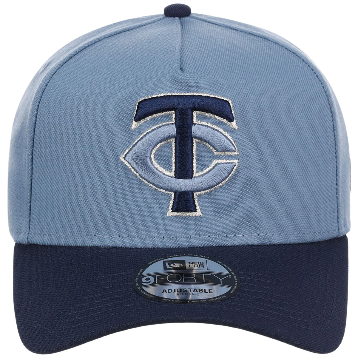 Minnesota Twins MLB Faded Blue x Navy FASHION CORE New Era 9FORTY A-Frame detail view