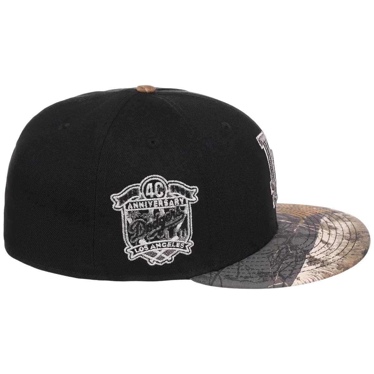 Los Angeles Dodgers MLB Black Realtree Metallics New Era 59FIFTY detail view