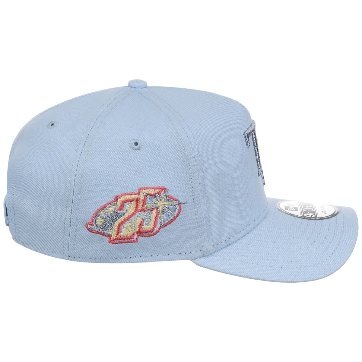 Tampa Bay Rays MLB Glacial Blue New Era 9FORTY A-Frame detail view