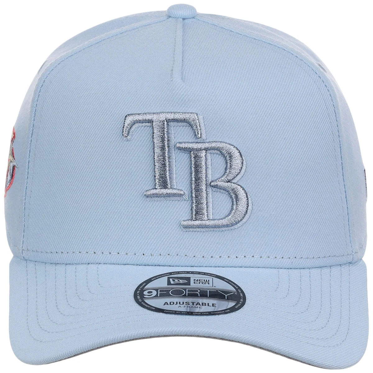 Tampa Bay Rays MLB Glacial Blue New Era 9FORTY A-Frame detail view