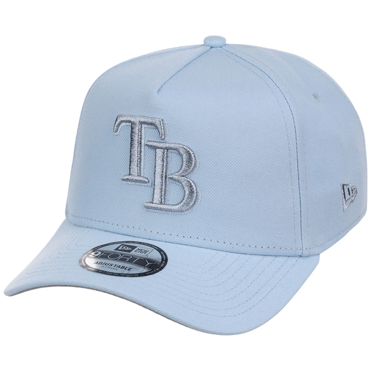 Tampa Bay Rays MLB Glacial Blue New Era 9FORTY A-Frame detail view