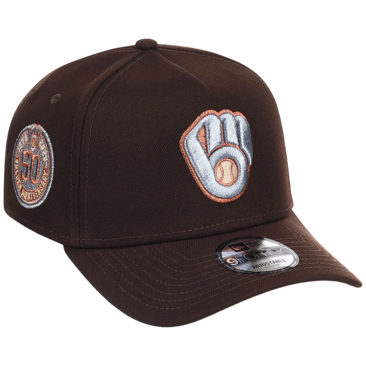 Milwaukee Brewers MLB Frosted Bark New Era 9FORTY A-Frame front view
