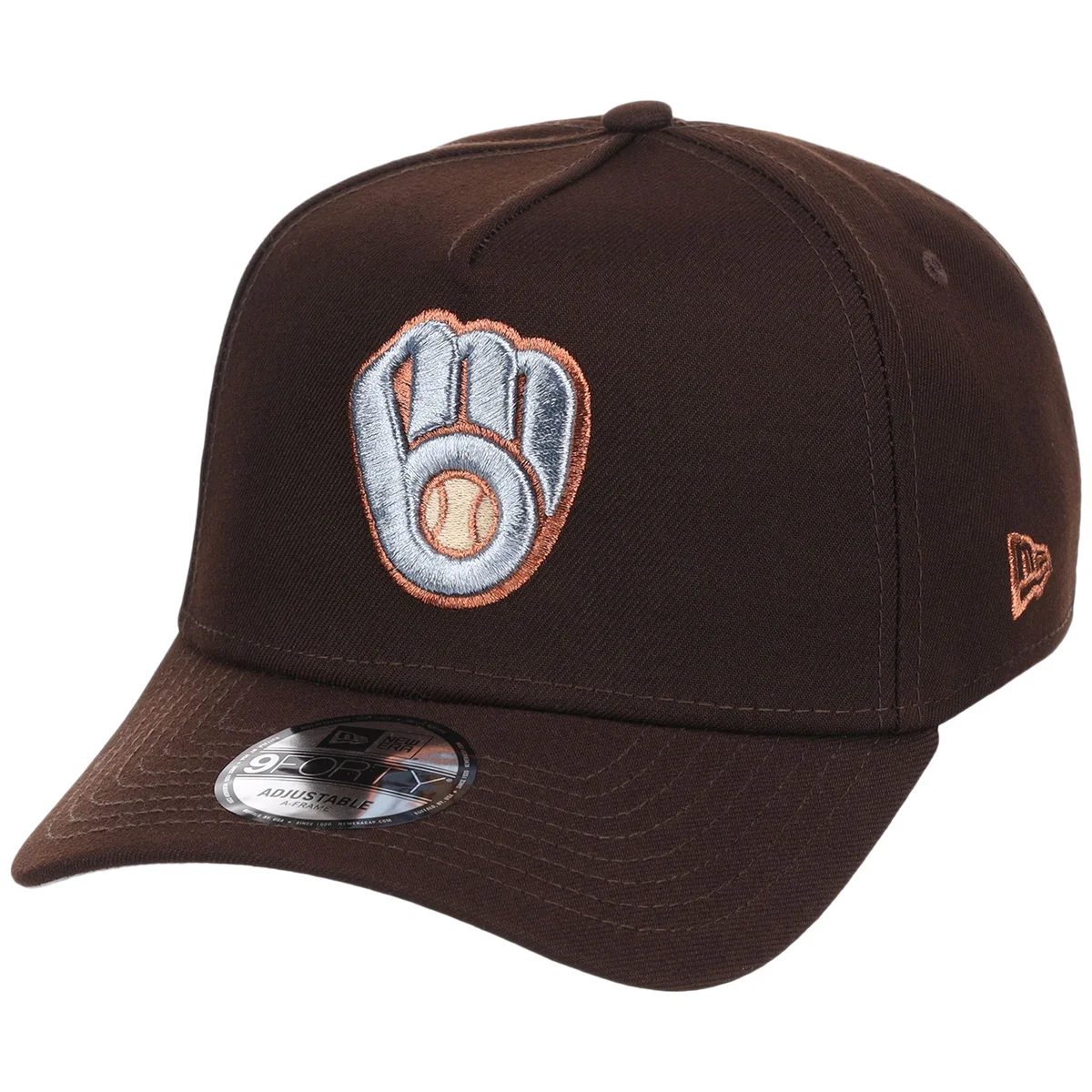 Milwaukee Brewers MLB Frosted Bark New Era 9FORTY A-Frame detail view
