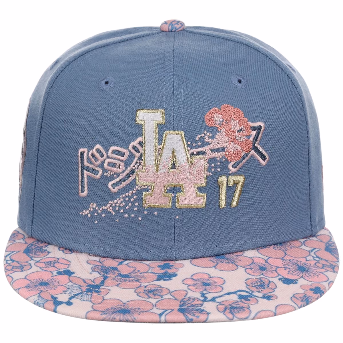 Los Angeles Dodgers Pacific Canvas New Era 59FIFTY (Indigo/Floral) detail view