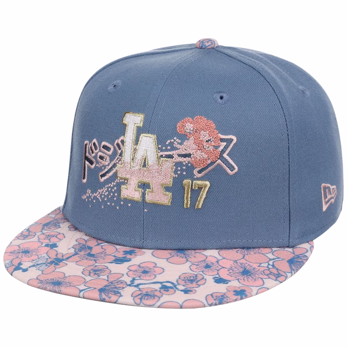 Los Angeles Dodgers Pacific Canvas New Era 59FIFTY (Indigo/Floral) detail view