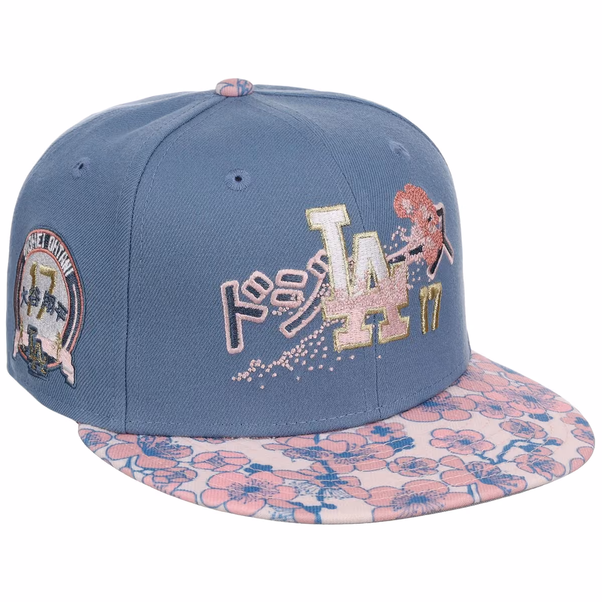 Los Angeles Dodgers Pacific Canvas New Era 59FIFTY (Indigo/Floral) front view