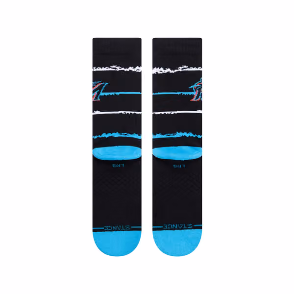 Miami Marlins Chalk Stance MLB Crew Socks Black view 3