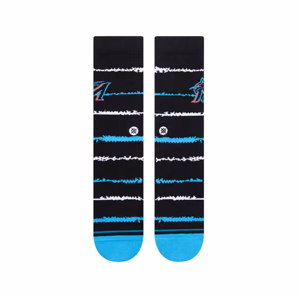 Miami Marlins Chalk Stance MLB Crew Socks Black view 2