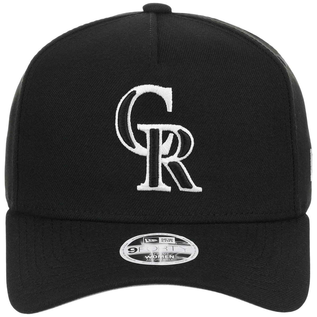 Colorado Rockies Women's New Era 9FORTY Black A-Frame detail view