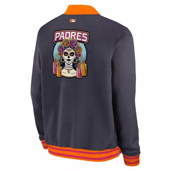 San Diego Padres City Connect 2026 MLB Authentic Dugout Bomber Jacket Navy view 3