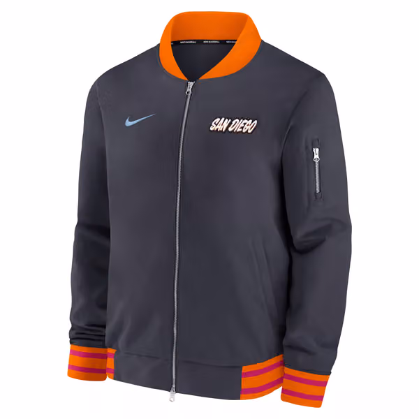 San Diego Padres City Connect 2026 MLB Authentic Dugout Bomber Jacket Navy view 2