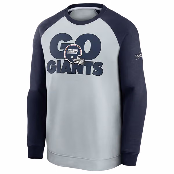 New York Giants GO GIANTS Nike Throwback NFL Crewneck Pullover view 1