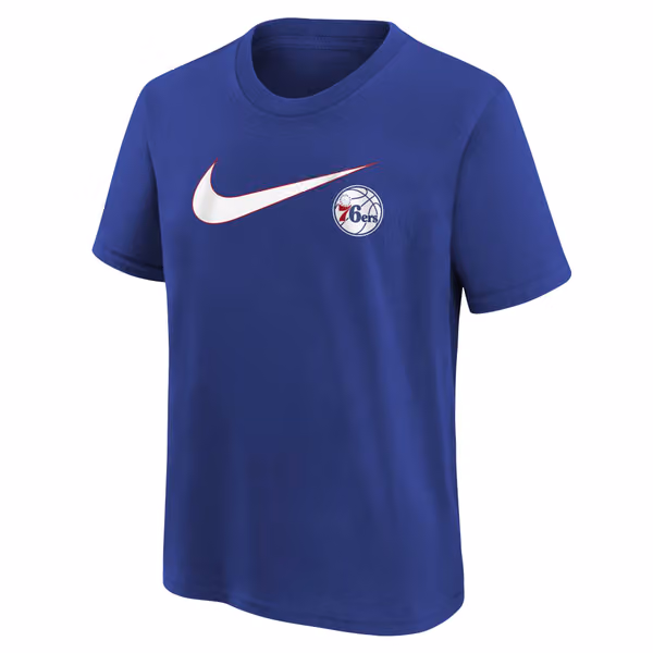 Philadelphia 76ers Nike Swoosh Logo NBA T-Shirt Blue (YOUTH) view 2
