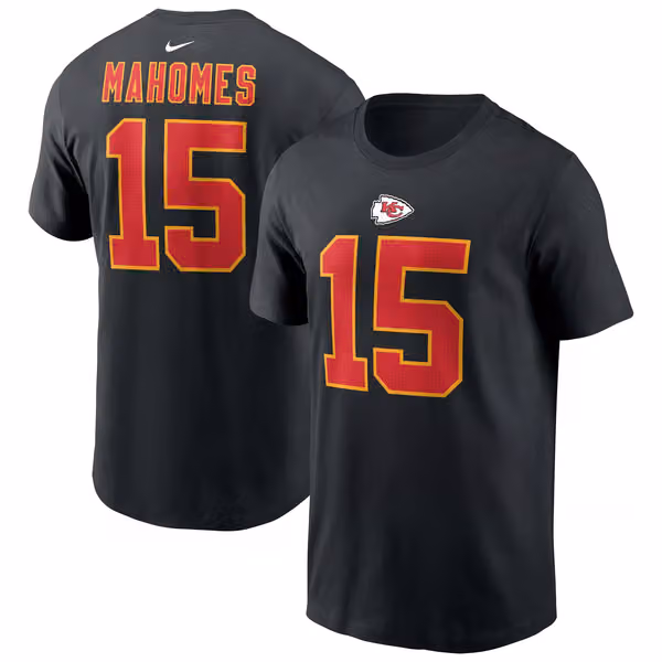 Patrick Mahomes #15 Kansas City Chiefs Nike Player NFL T-Shirt Black view 1