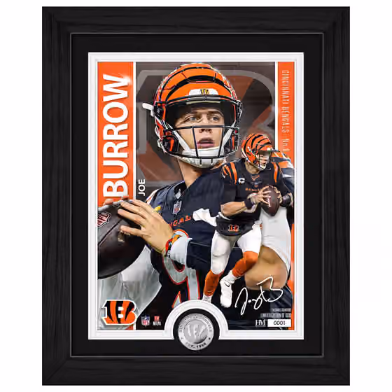 Joe Burrow Cincinnati Bengals Artist Proof Silver Coin NFL Photo Frame view 1