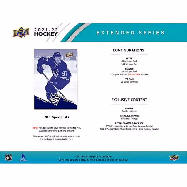 2021/22 Upper Deck Extended Series NHL Hockey Blaster Box view 5