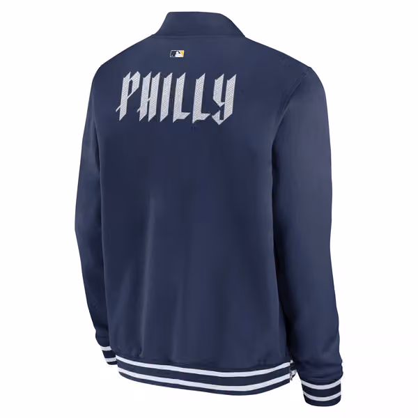 Philadelphia Phillies City Connect 2026 MLB Authentic Dugout Bomber Jacket Navy view 3