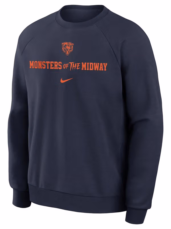 Chicago Bears 2026 NFL Rivalries Dri-FIT Crewneck Pullover Navy view 2