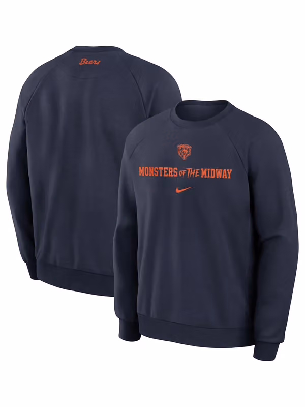 Chicago Bears 2026 NFL Rivalries Dri-FIT Crewneck Pullover Navy view 1