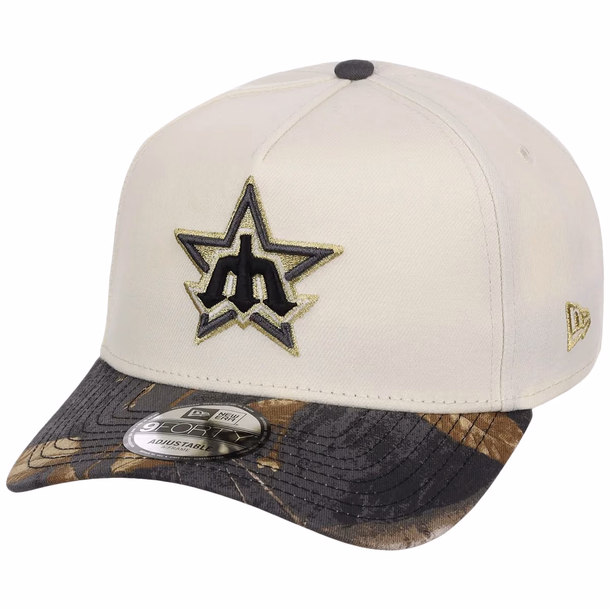 Seattle Mariners MLB Black Realtree Chrome New Era 9FORTY detail view