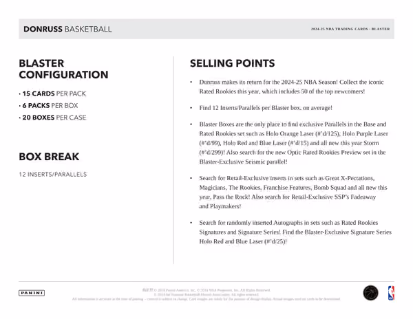 2024/25 Panini Donruss Basketball NBA Blaster Box view 5