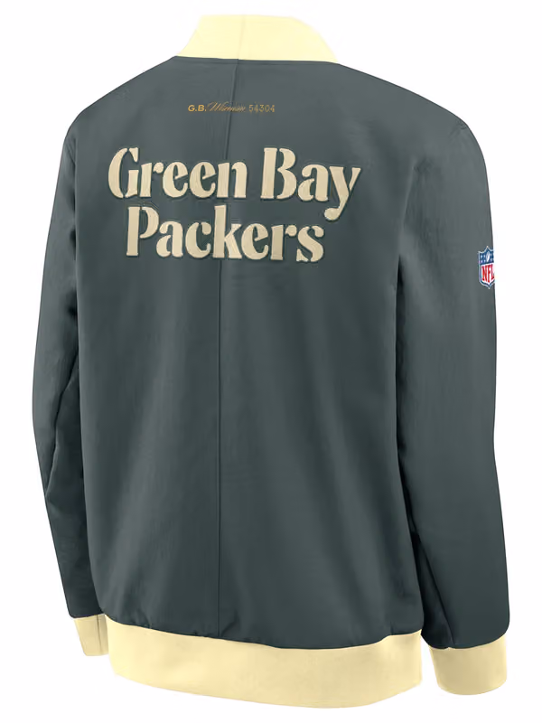 Green Bay Packers 2026 NFL Rivalries Sideline Bomber Jacket Green view 3