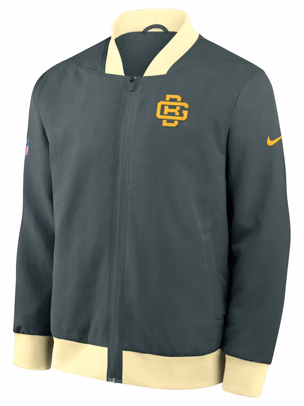Green Bay Packers 2026 NFL Rivalries Sideline Bomber Jacket Green view 2