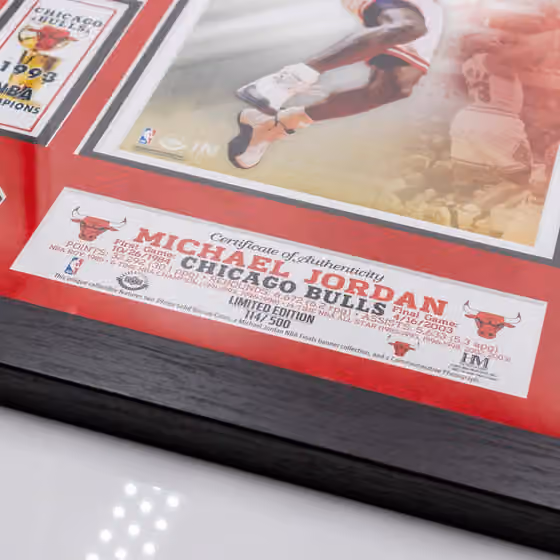Michael Jordan Chicago Bulls 6x NBA Finals Champ Bronze Coin Framed NBA Photo view 3