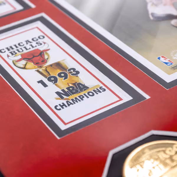Michael Jordan Chicago Bulls 6x NBA Finals Champ Bronze Coin Framed NBA Photo view 2