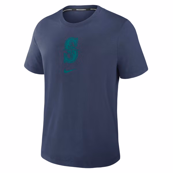 Seattle Mariners Early Work 2025 MLB Authentic Nike Tri-Blend T-Shirt Navy view 2