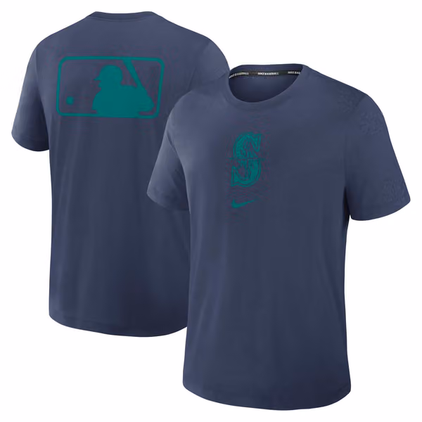 Seattle Mariners Early Work 2025 MLB Authentic Nike Tri-Blend T-Shirt Navy view 1