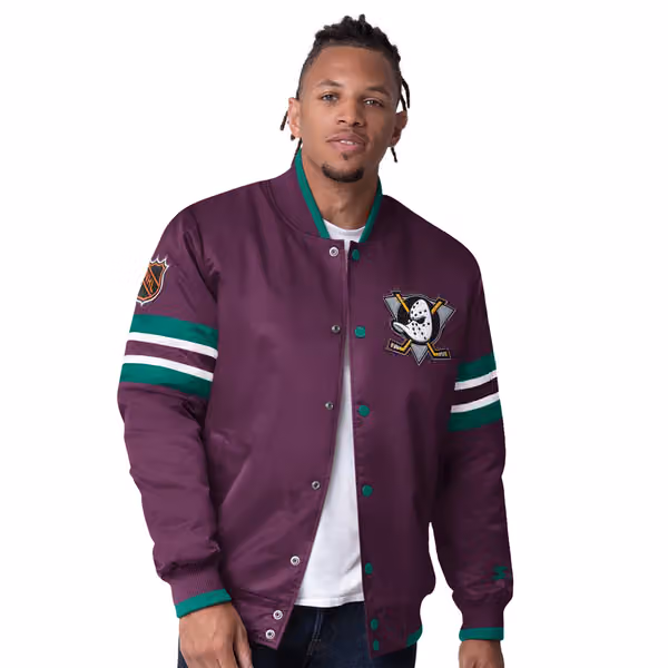 Anaheim Ducks Starter Scout Varsity NHL Jacket Purple view 1