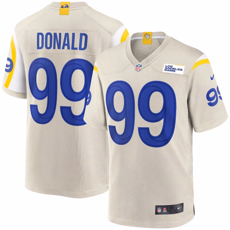 Aaron Donald #99 Los Angeles Rams Nike Game NFL Jersey Bone view 1
