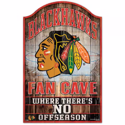 Chicago Blackhawks WinCraft NHL Fan Cave Wood Sign view 1