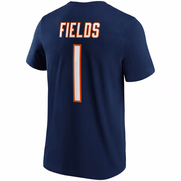 Justin Fields #1 Chicago Bears Iconic Player NFL T-Shirt Navy view 3