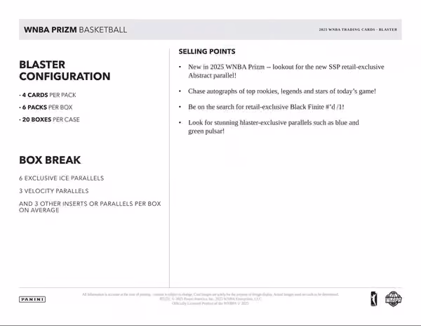 2025 Panini Prizm Basketball WNBA Blaster Box view 3