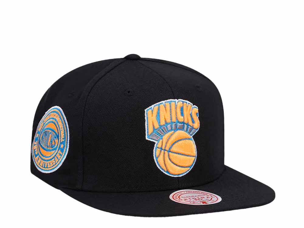 Mitchell & Ness New York Knicks 70th Anniversary Neon Tropical Hardwood Classic Snapback Hat front